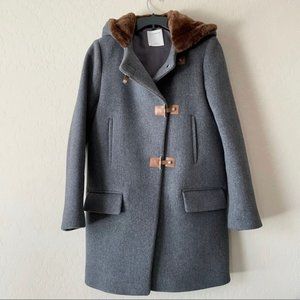 SANDRO Matteo wool duffle coat in dark gray